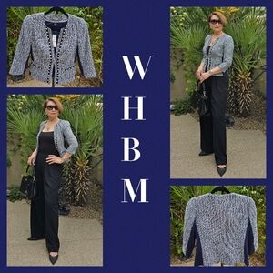 NWT WHBM Embellished with Faux Pearls Tweed Jacket